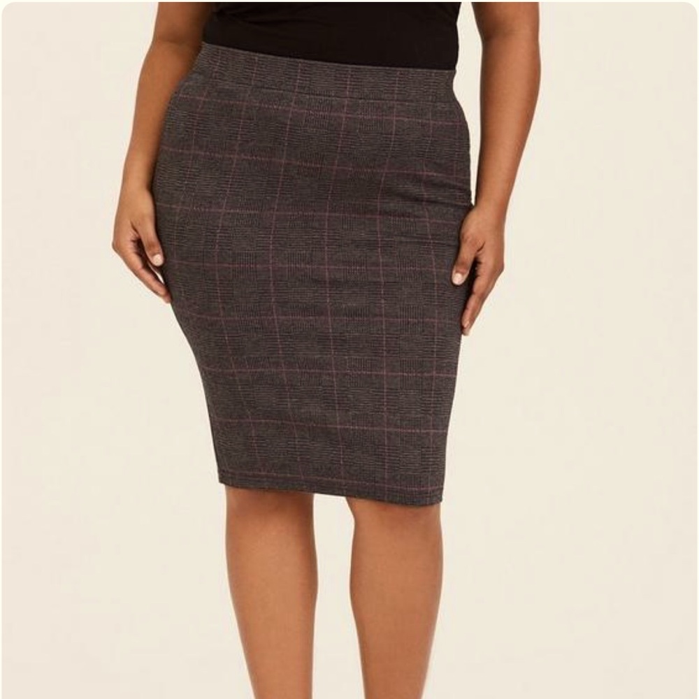 Torrid Grey Plaid Double Knit Pencil Skirt